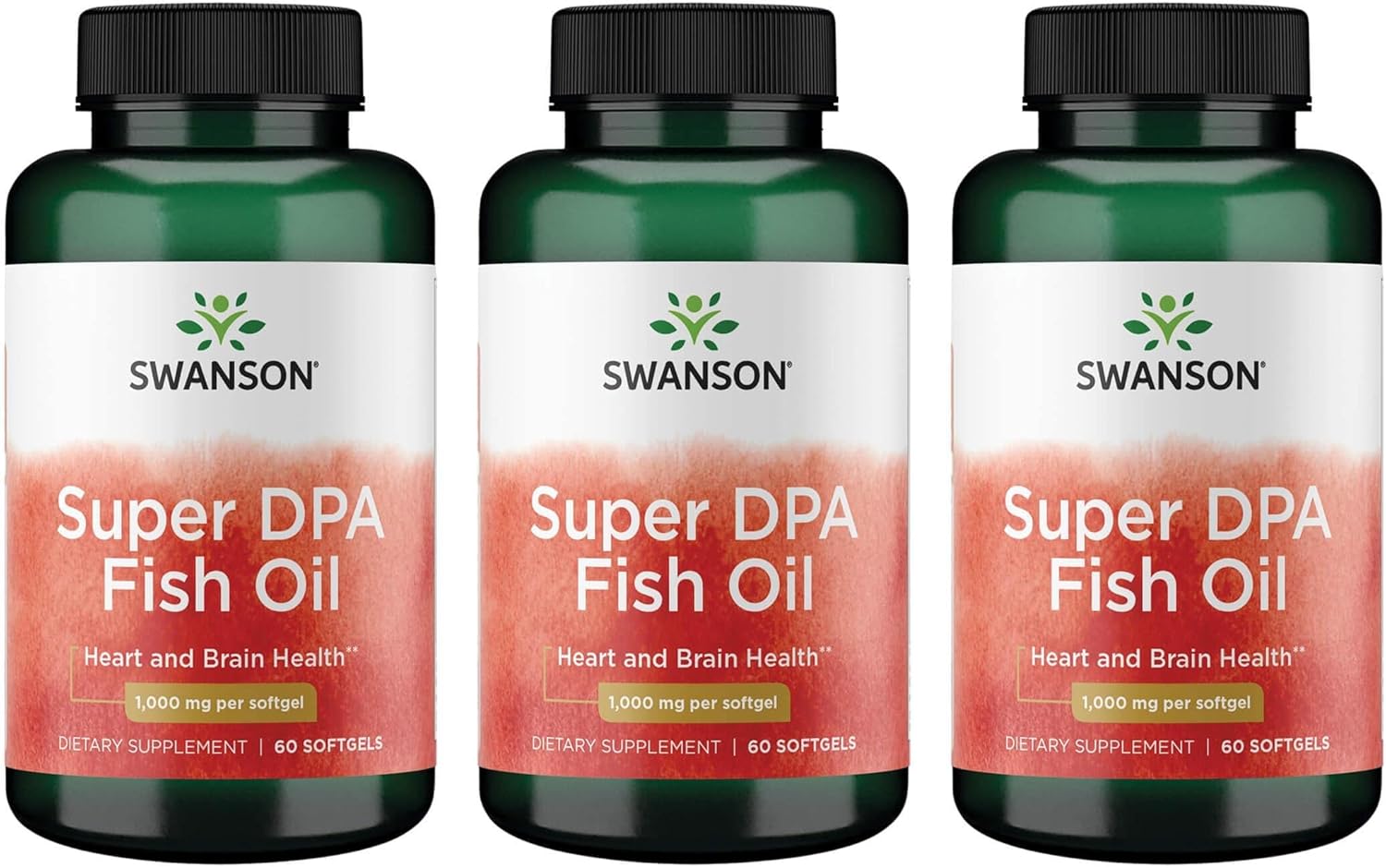 Swanson Super DPA Fish Oil Softgels 1,000mg - 180 Count - Pack of 3