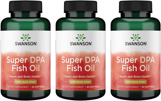 Swanson Super DPA Fish Oil Softgels 1,000mg - 180 Count - Pack of 3