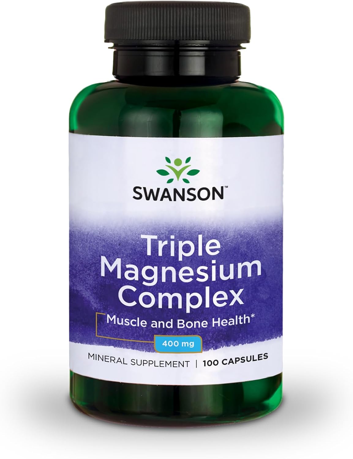 Swanson Triple Magnesium Complex Capsules - 100 Count, 400mg Magnesium per Capsule