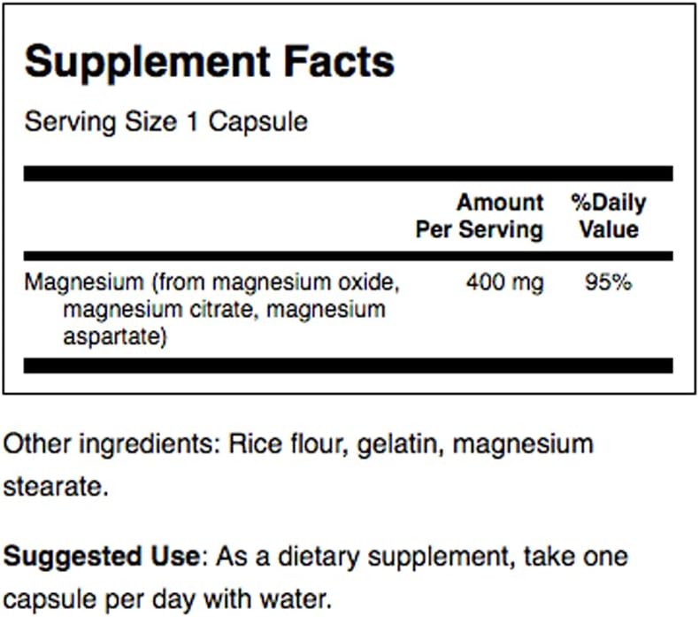 Swanson Triple Magnesium Complex Capsules - 100 Count, 400mg Magnesium per Capsule