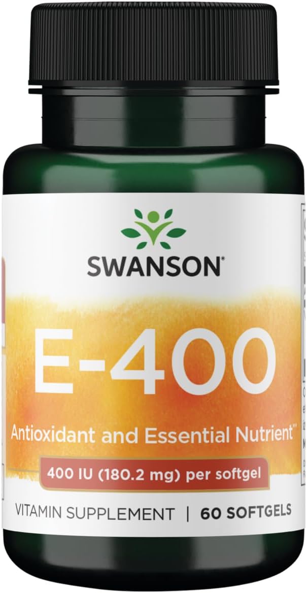 Swanson Vitamin E 400 IU Softgels, 60 Count - High Potency Antioxidant Supplement