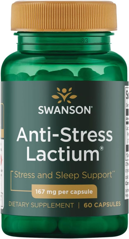 Swanson Women's Anti-Stress Formula with Lactium for Relaxation and Sleep Support - 60 Capsules