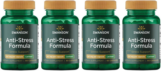 Swanson Women's Anti-Stress Formula with Lactium for Relaxation and Sleep Support - 60 Capsules, 167mg - Pack of 4