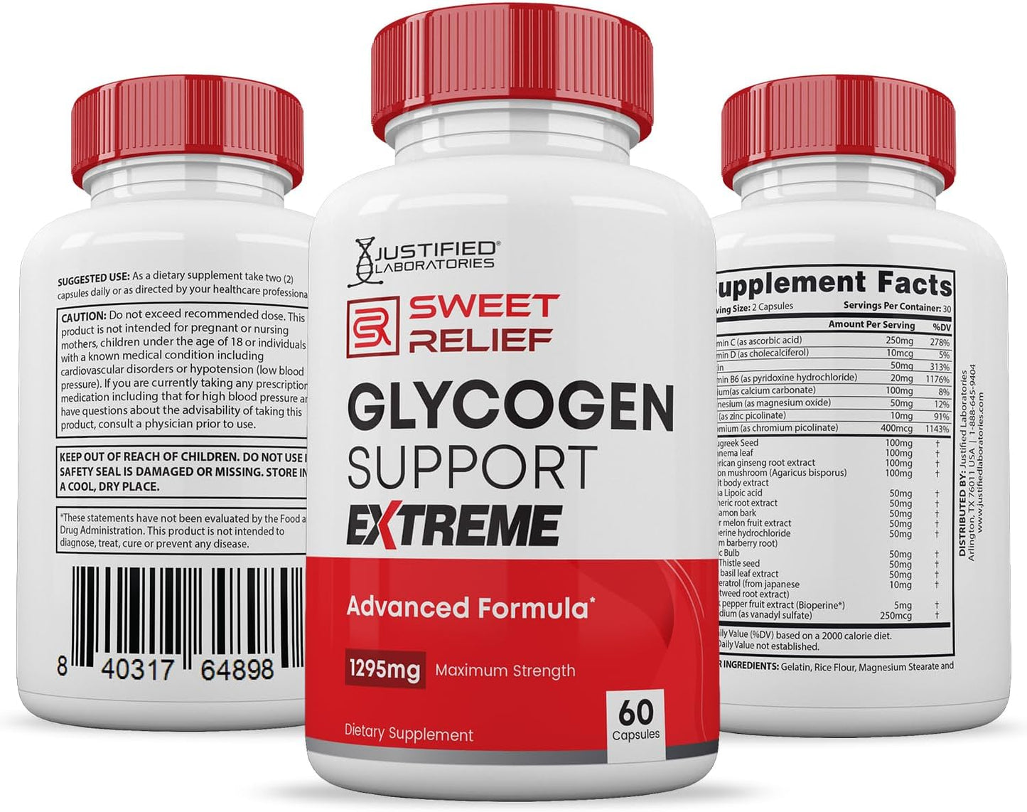 Sweet Relief Glycogen Support Extreme Pills - 2 Pack, 1295MG Advanced Formula, Zero Artificial Additives - 120 Capsules