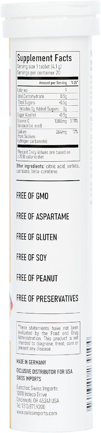 Swiss Imports Vitamin C 1000mg Effervescent Dietary Supplement - 20 Tablets