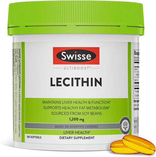 Swisse Soy Lecithin 1200mg Softgels Capsules for Liver Health & Fat Metabolism * | Choline Lecithin Supplement 1200 mg | 180 Softgels