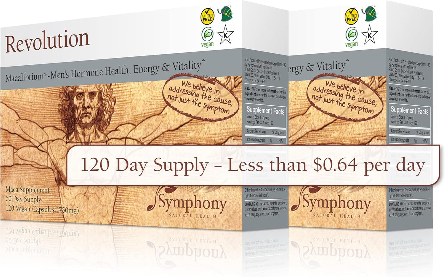Symphony Natural Health Revolution Macalibrium - Men's Hormone Health Support Supplement - 240 Vegan Capsules