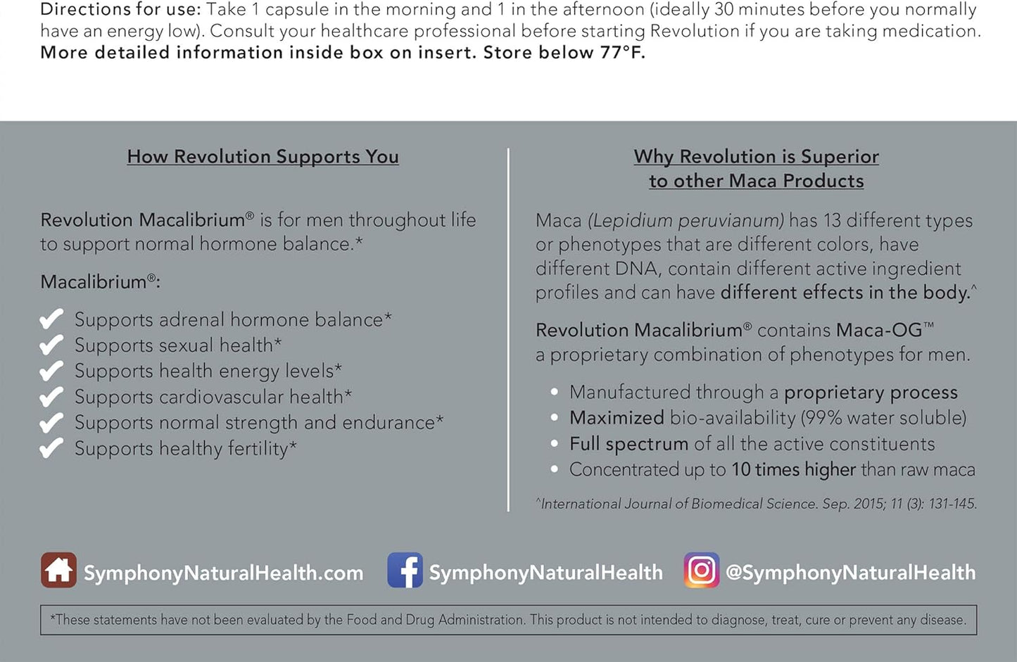 Symphony Natural Health Revolution Macalibrium - Men's Hormone Health Support Supplement - 240 Vegan Capsules