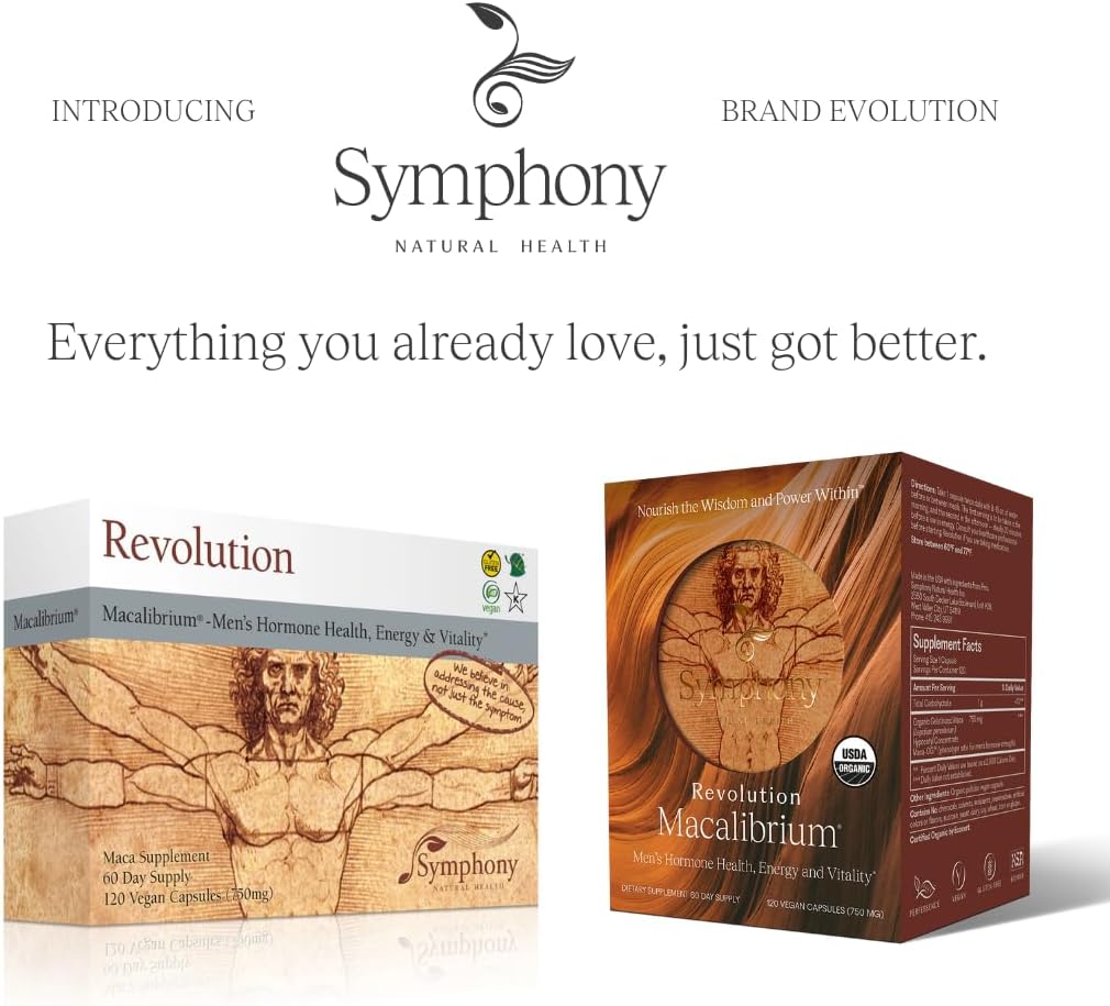 Symphony Natural Health Revolution Macalibrium - Men's Hormone Health Support Supplement - 240 Vegan Capsules