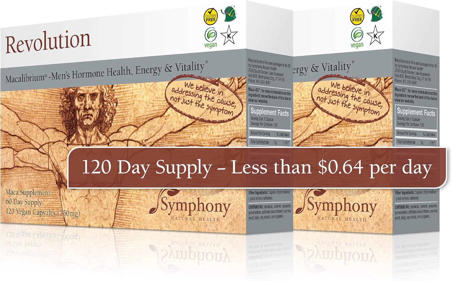 Symphony Natural Health Revolution Macalibrium - Men's Hormone Health Support Supplement - 240 Vegan Capsules