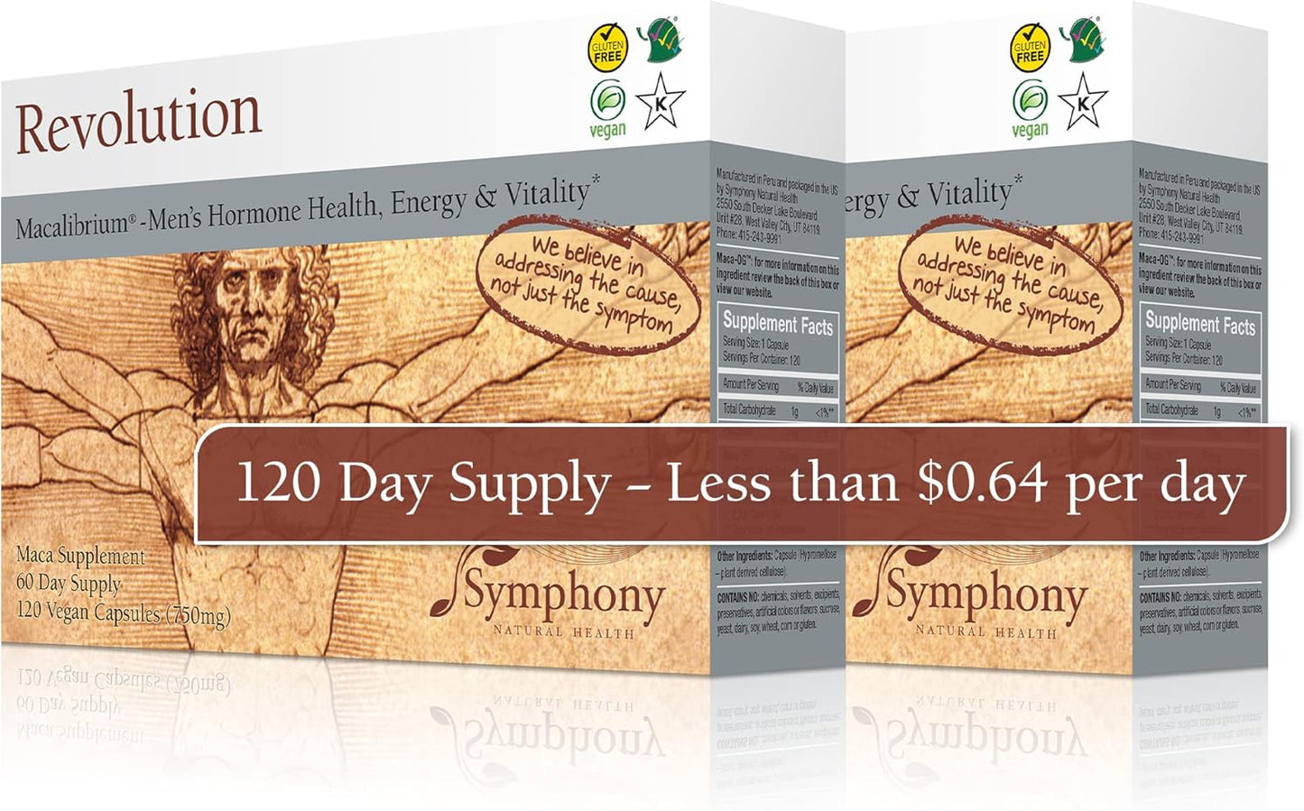 Symphony Natural Health Revolution Macalibrium - Men's Hormone Health Support Supplement - 240 Vegan Capsules
