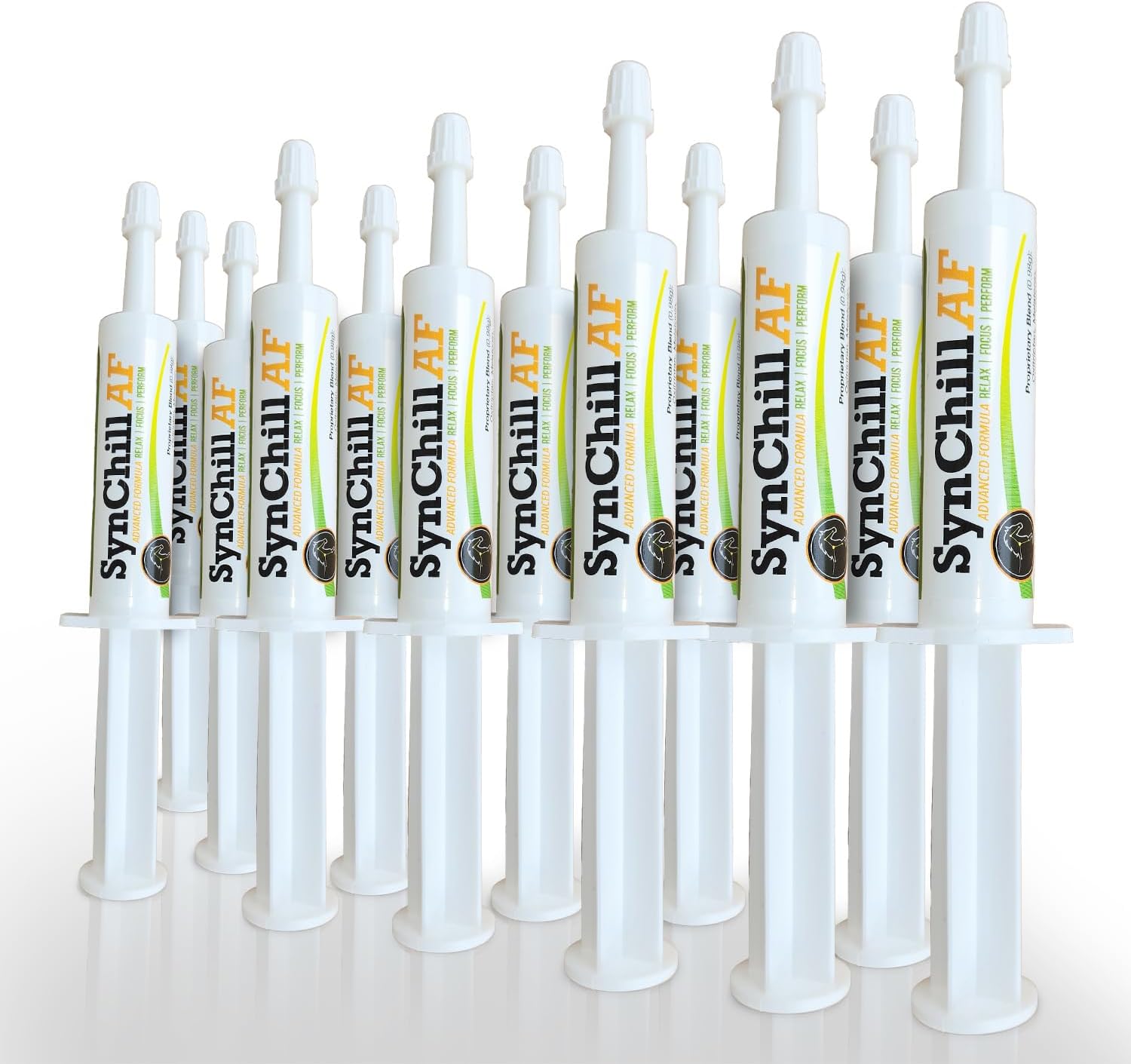 SynNutra Equine SynChill AF Calming Gel for Nervous Horses - Single Serving - 12 Pack of Advanced Formula Supplement with L-Theanine for Disposition & Confidence Support