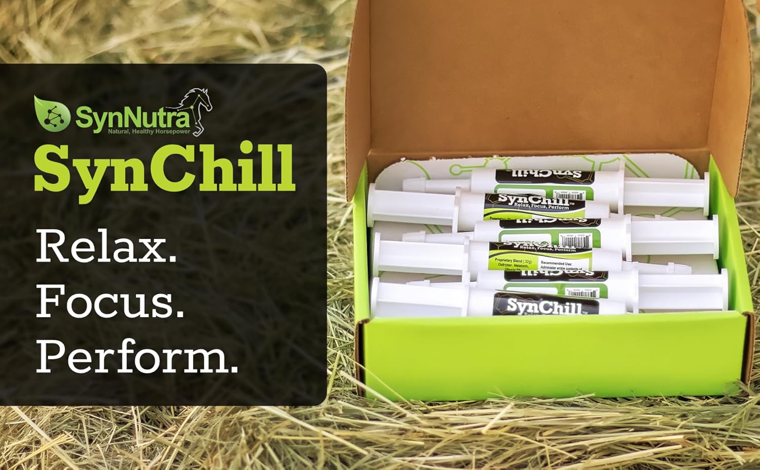 SynNutra Equine SynChill Oral Horse Calming Gel - 100% Natural Supplement for Focus & Performance - Lab Proven Results - Olympic Professional & Veterinarian Approved - Made in USA - 25-Pack