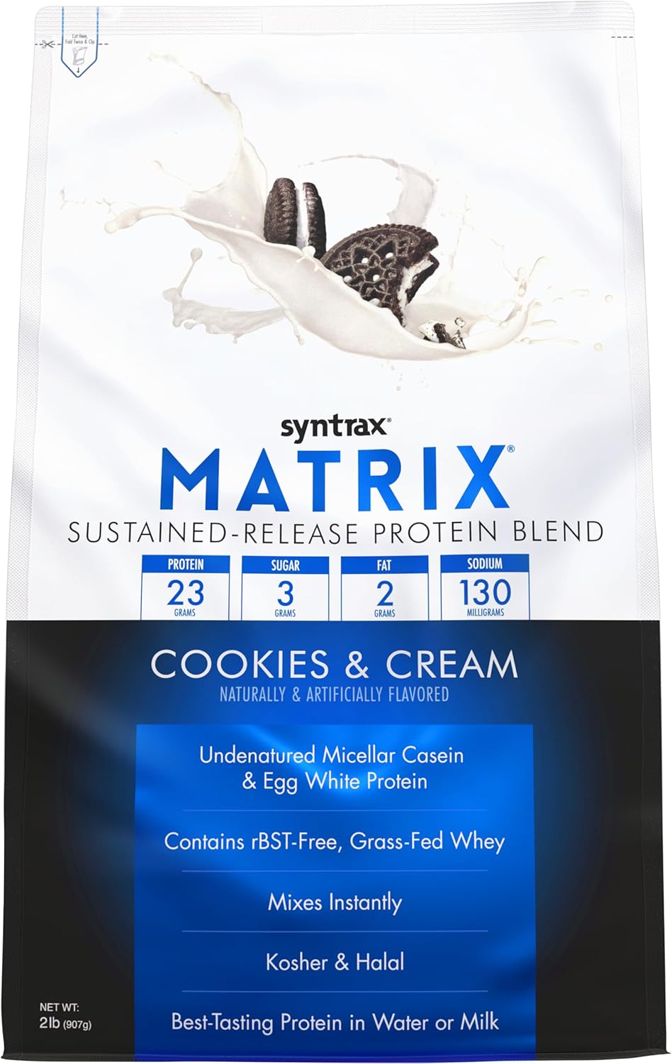 Syntrax Matrix2.0 Cookies & Cream Protein Powder - 2lb Jar for Muscle Recovery & Growth
