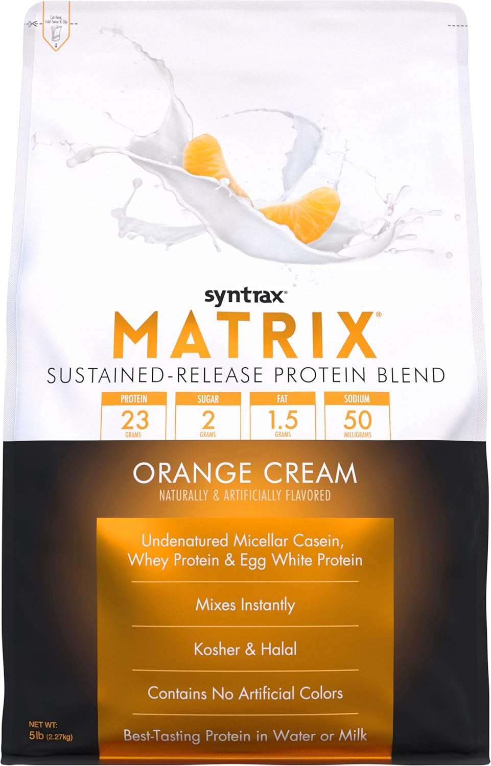 Syntrax Nutrition Matrix: Orange Cream Sustained-Release Protein Blend - 5 lb Jar