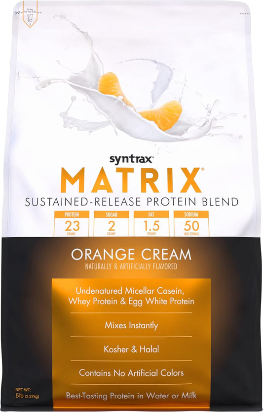 Syntrax Nutrition Matrix: Orange Cream Sustained-Release Protein Blend - 5 lb Jar