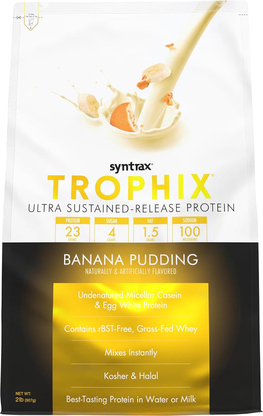 Syntrax Nutrition Trophix Ultra Sustained-Release Protein Blend in Banana Pudding Flavor - 2 lbs.
