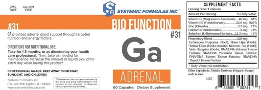 Systemic Formulas #31 Ga Adrenal Supplement for Optimal Adrenal Health
