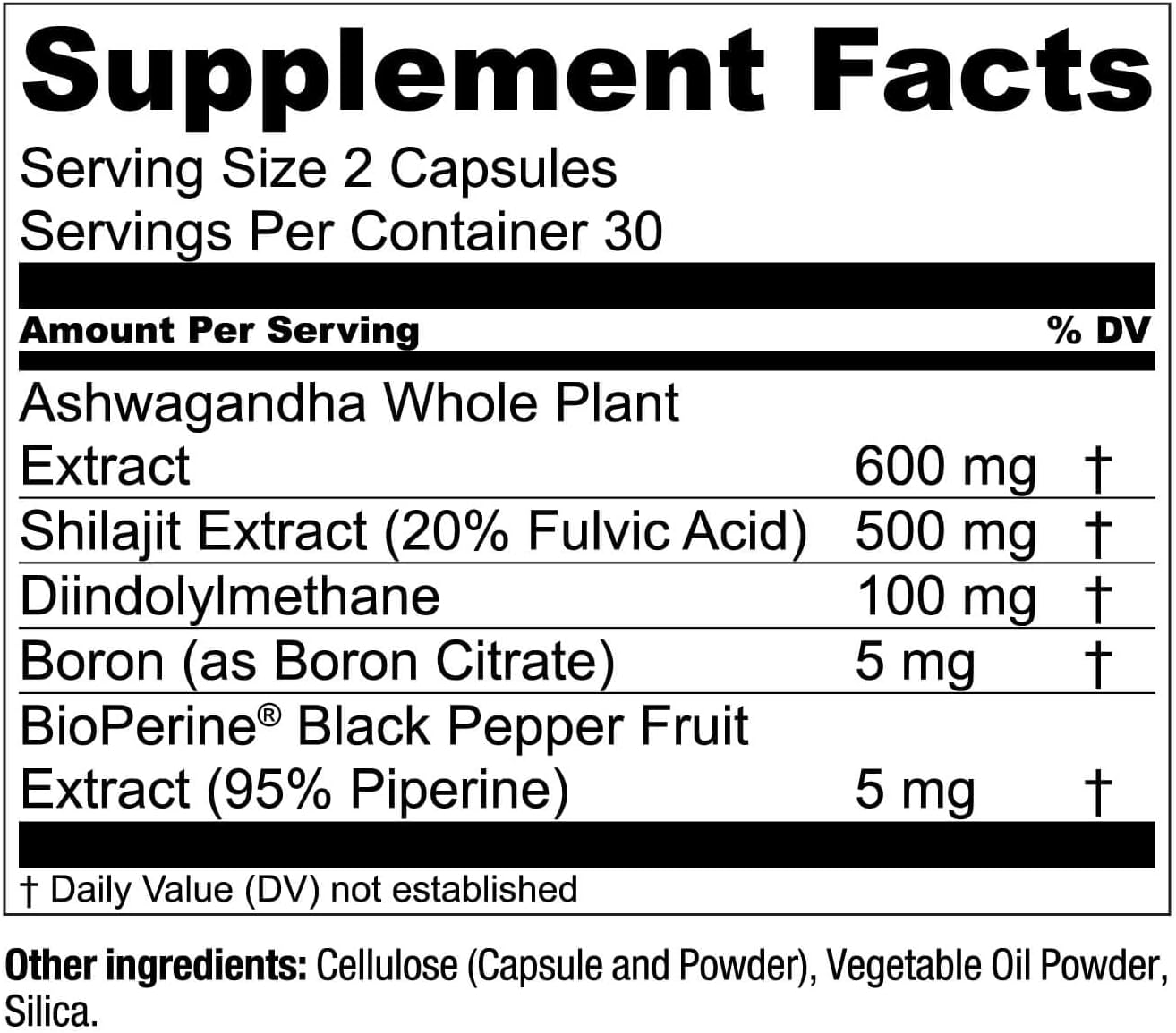 T-Hero Male Health Supplement - Boost Muscle Support & Testosterone Health with DIM, Ashwagandha, Shilajit, and More - 60 Vegan Capsules