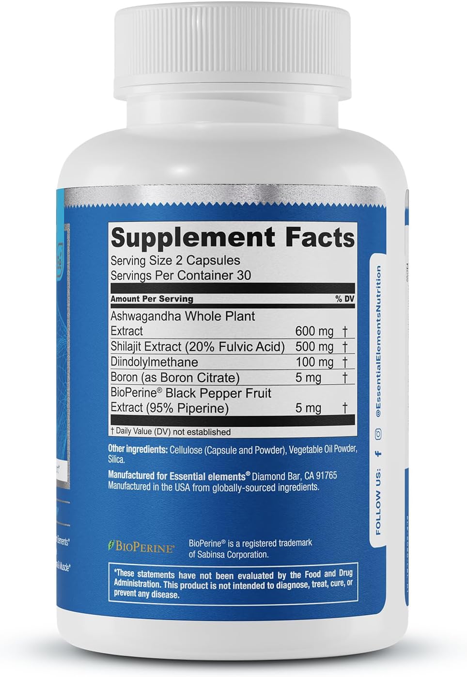 T-Hero Male Health Supplement - Support Muscle & Testosterone with DIM, Ashwagandha, Shilajit | 180 Vegan Capsules