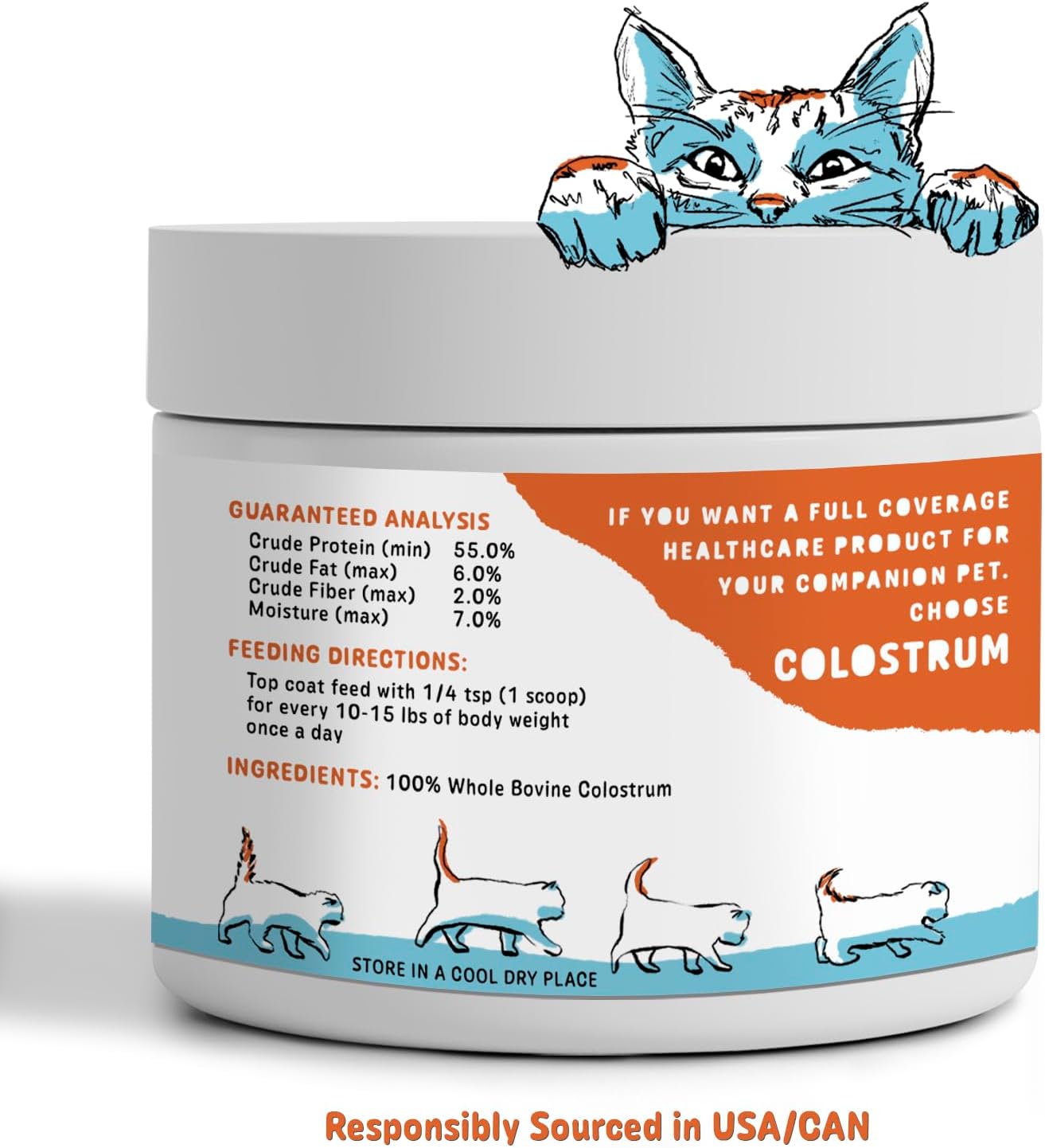 Tailworthy Bovine Colostrum for Pets - Allergy & Immune Support, 60 Servings, Non-GMO & Gluten Free for Energy, Wellness & Digestion