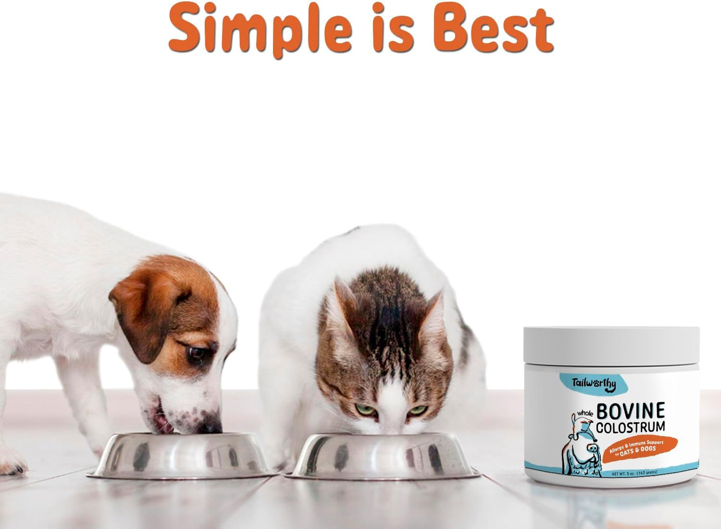 Tailworthy Bovine Colostrum for Pets - Allergy & Immune Support, 60 Servings, Non-GMO & Gluten Free for Energy, Wellness & Digestion