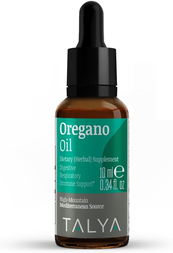 TALYA Oregano Oil Liquid 0.34 fl.oz - Immune Support, High Carvacrol, Digestive Health - Non-GMO, Vegan - Mediterranean Oregano Extract