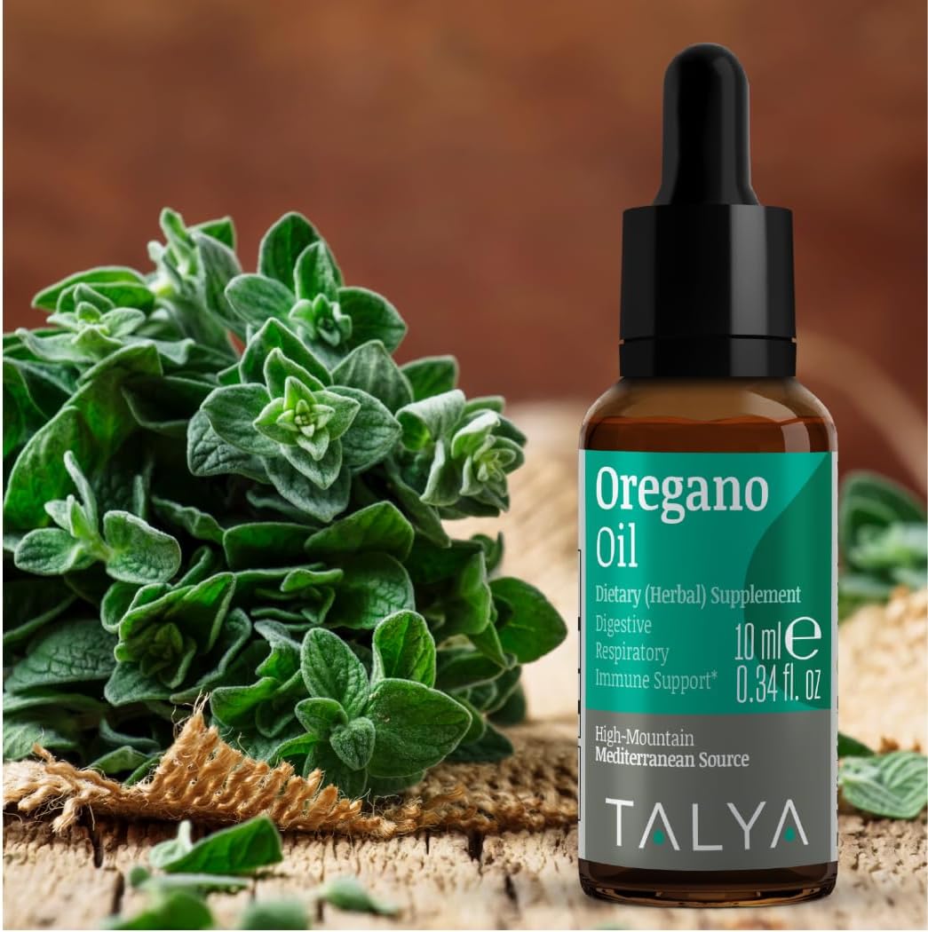 TALYA Oregano Oil Liquid 0.34 fl.oz - Immune Support, High Carvacrol, Digestive Health - Non-GMO, Vegan - Mediterranean Oregano Extract