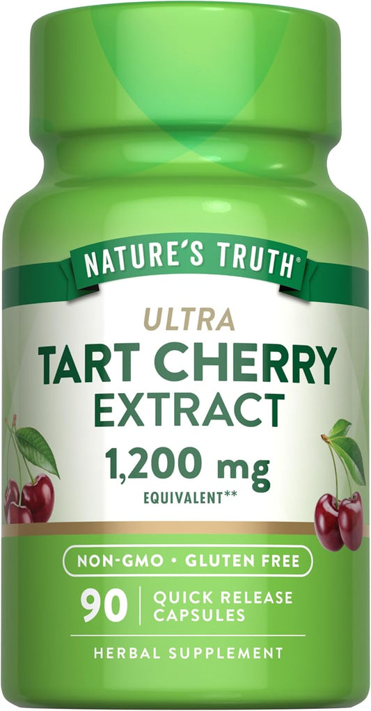 Tart Cherry Extract Capsules 1200mg, 90 Count - Non-GMO & Gluten Free Supplement by Nature's Truth