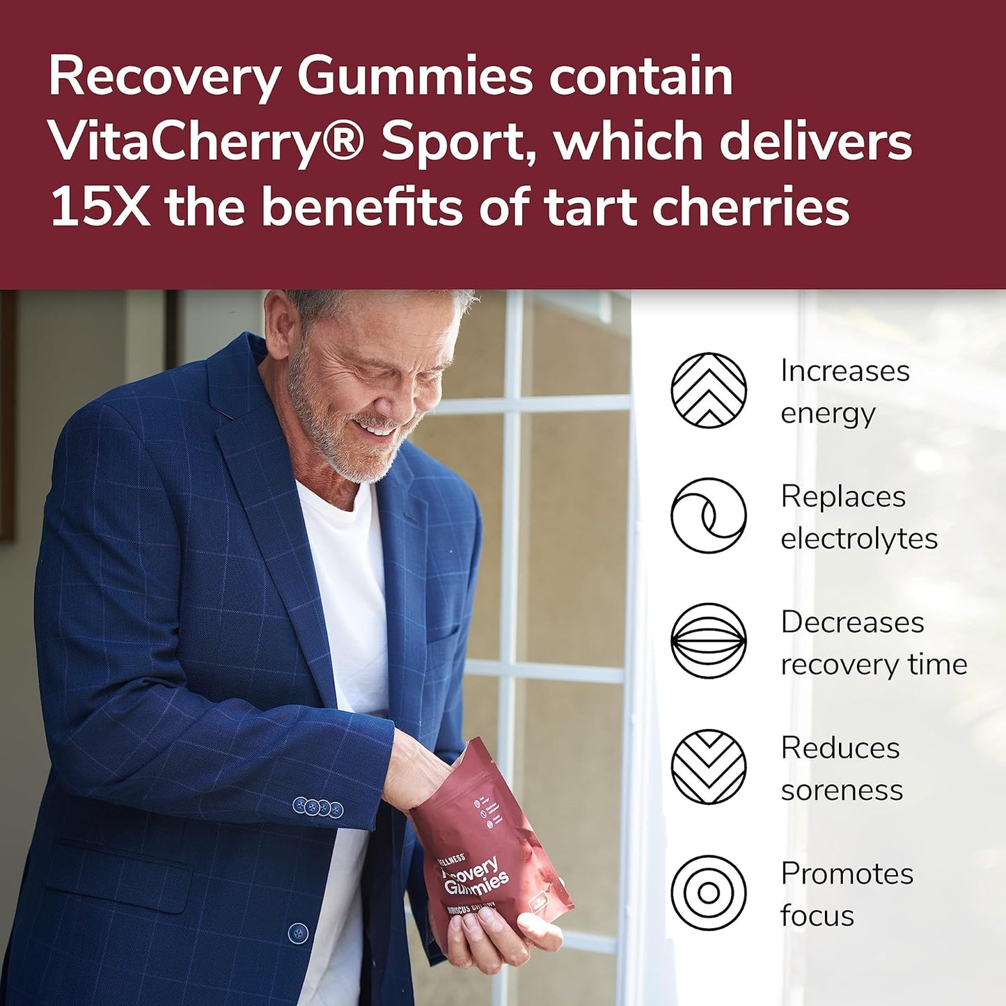 Tart Cherry Hibiscus Gummies for Muscle Recovery with Antioxidants & Electrolytes - Vegan and Non-GMO Formula Boosts Energy and Fights Inflammation