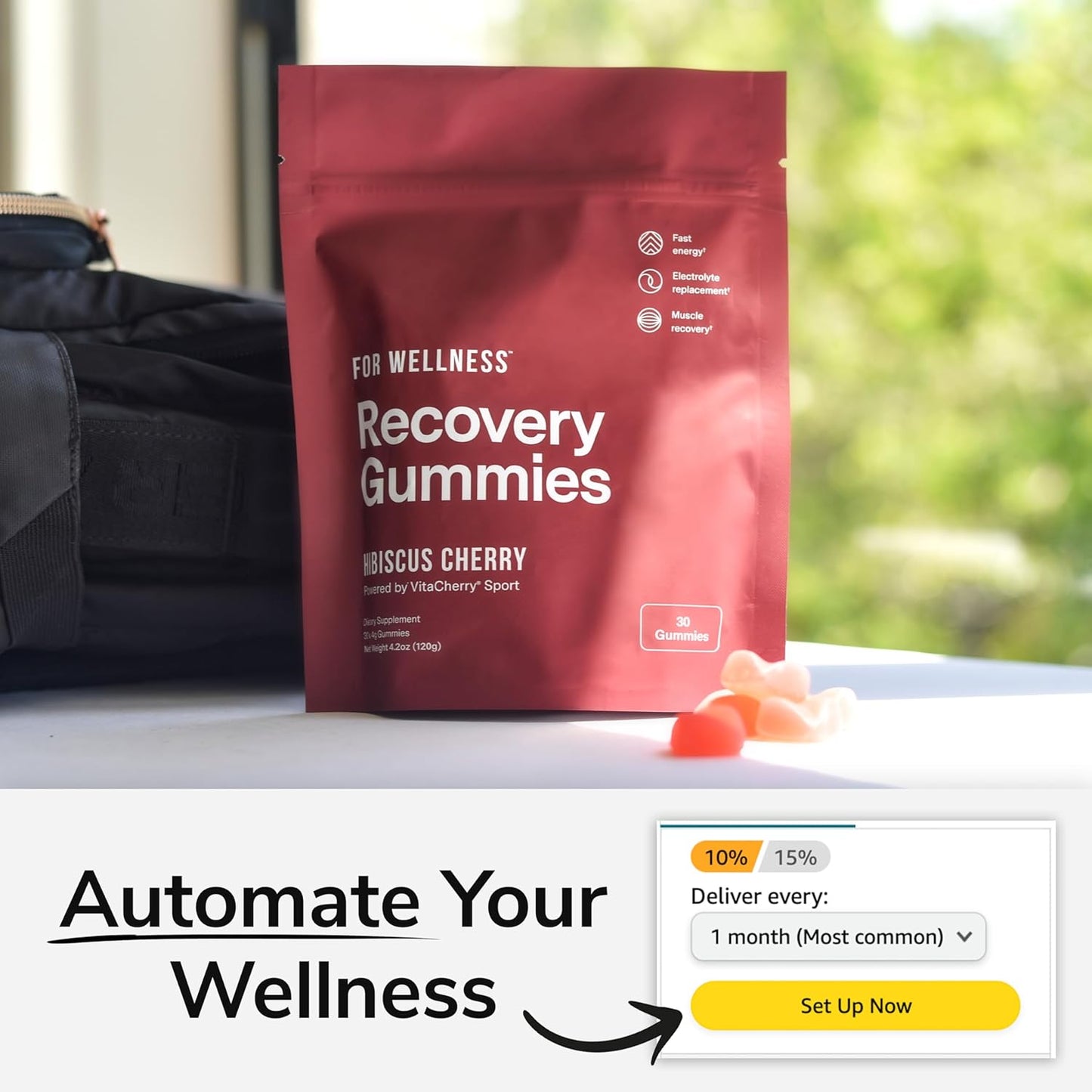 Tart Cherry Hibiscus Gummies for Muscle Recovery with Antioxidants & Electrolytes - Vegan and Non-GMO Formula Boosts Energy and Fights Inflammation