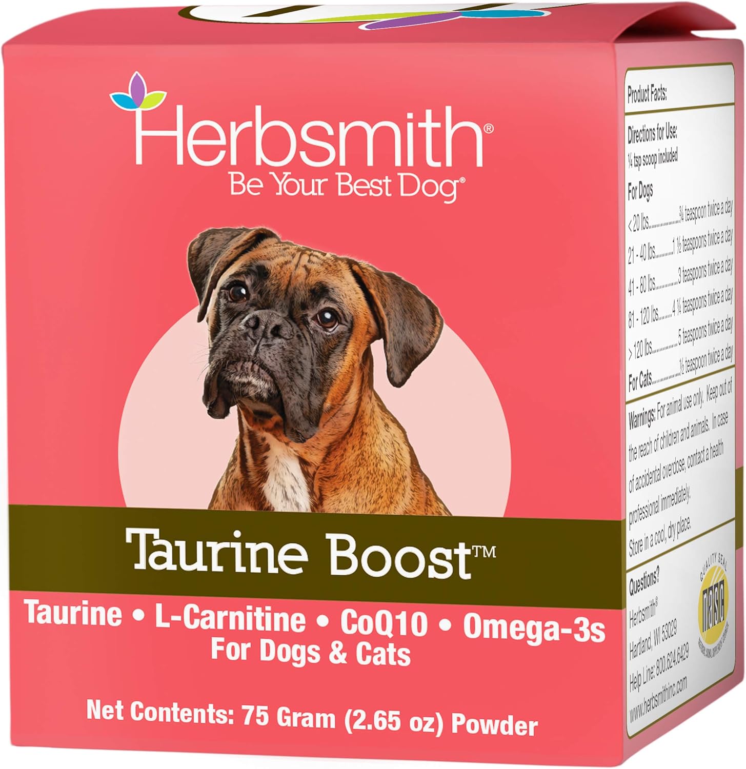 Taurine Boost Supplement for Dogs and Cats - Supports Cardiac Health with CoQ10, L-Carnitine - 75g