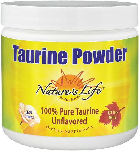 Taurine Powder for Cardiovascular & Nerve Support | Unflavored Amino Acid Supplement | 335g, 1000mg/serving