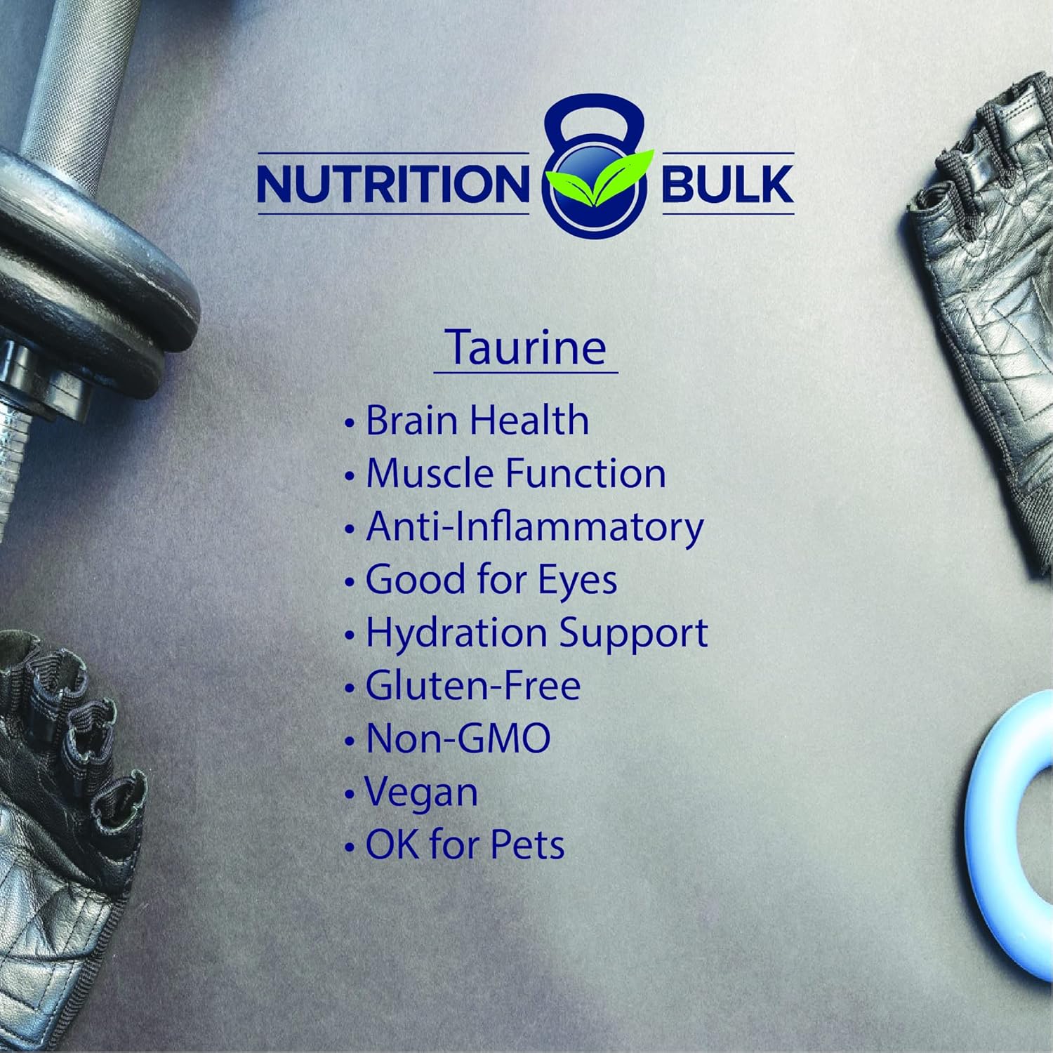 Taurine Powder for Energy, Focus, Brain Health | Non-GMO, Vegan, Gluten-Free | 16 oz - NutritionBulk.com