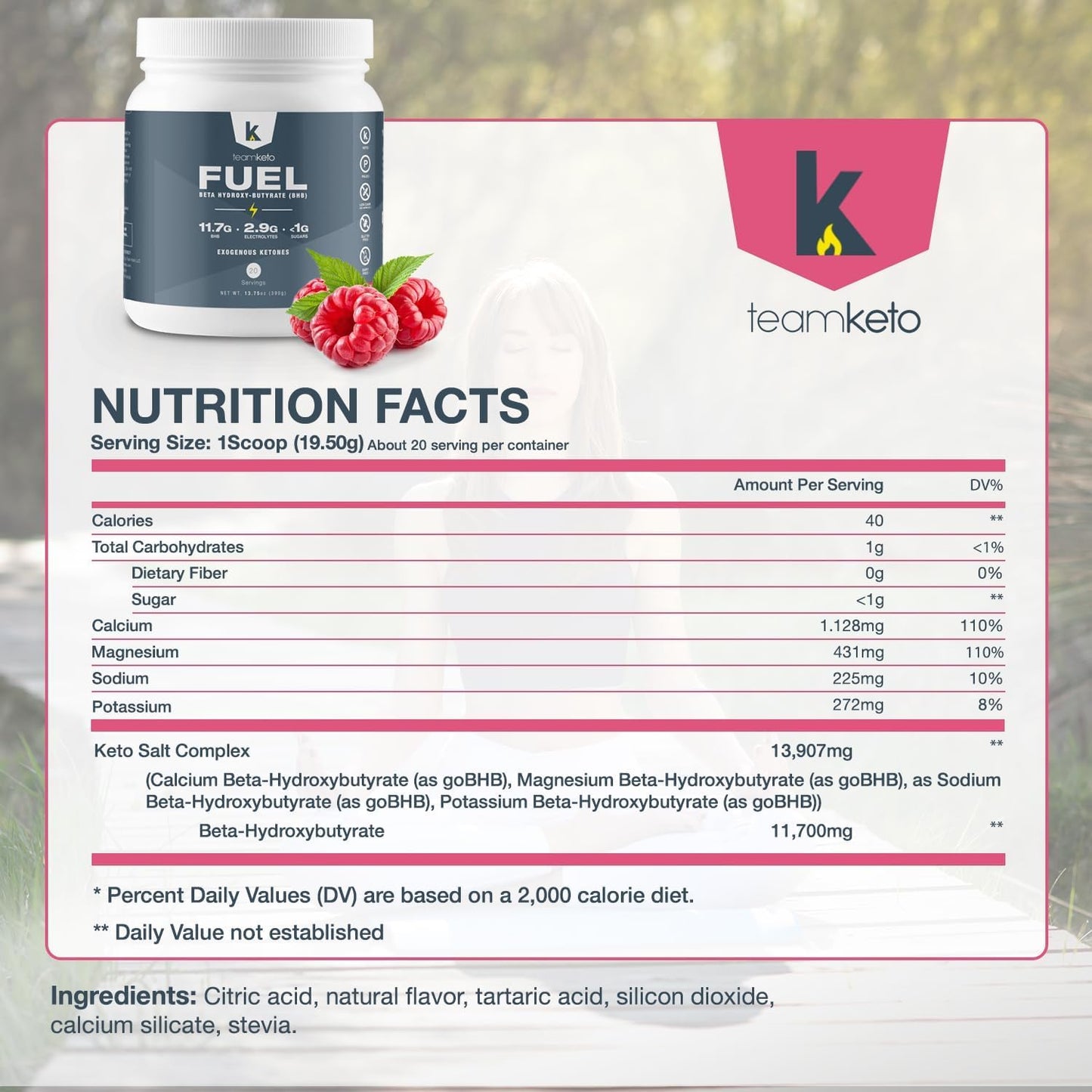 TeamKeto Exogenous Ketones Powder - Raspberry Lemonade Flavor | Gluten & Dairy Free BHB Salts for Energy Boost & Mental Performance - 436g Pre-Workout Supplement