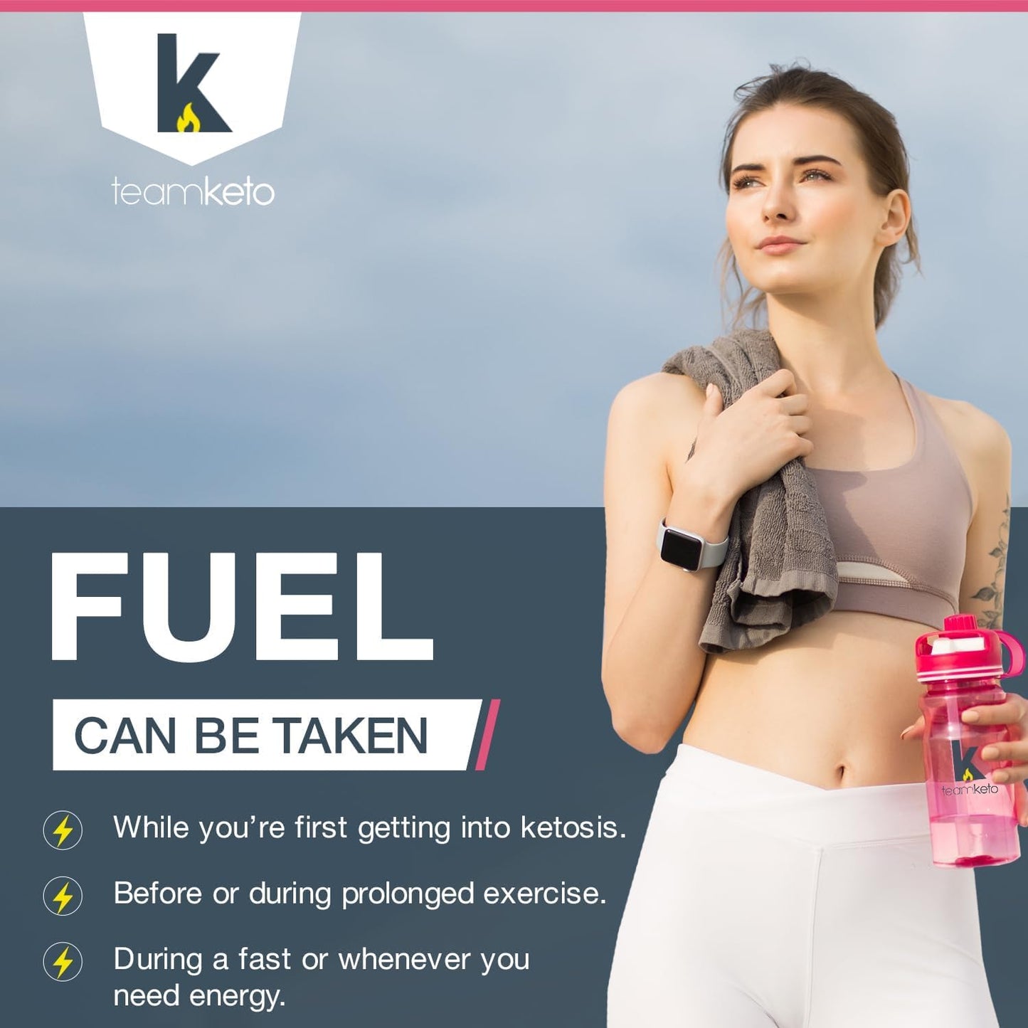 TeamKeto Exogenous Ketones Powder - Raspberry Lemonade Flavor | Gluten & Dairy Free BHB Salts for Energy Boost & Mental Performance - 436g Pre-Workout Supplement