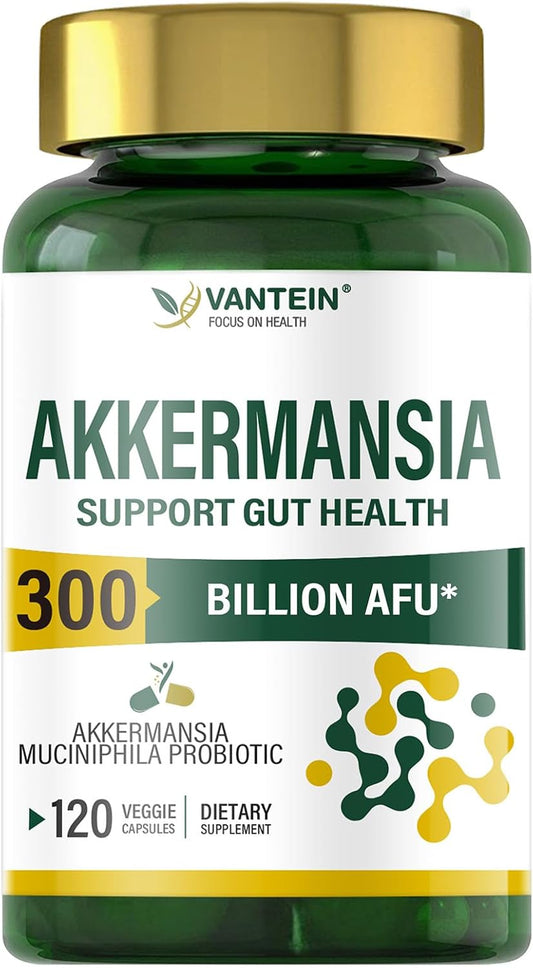 TEATTY 300 Billion AFU Akkermansia Muciniphila Probiotic Capsules - 60 Day Supply for Digestive & Immune Health in Men & Women