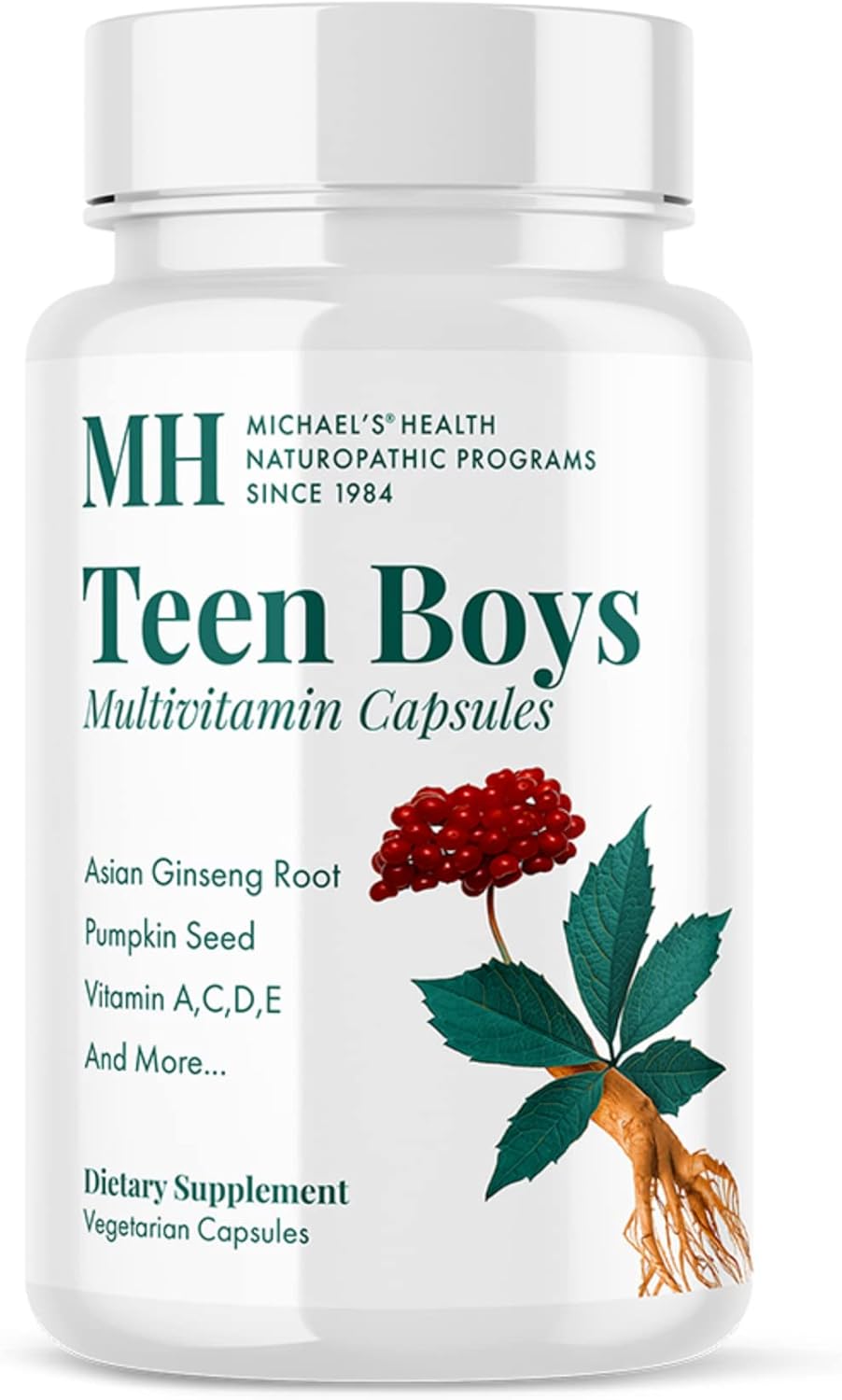 Teen Boys Daily Multivitamin Supplement - 60 Vegetarian Capsules - Kosher - 30 Servings - MICHAEL'S Health Naturopathic Programs