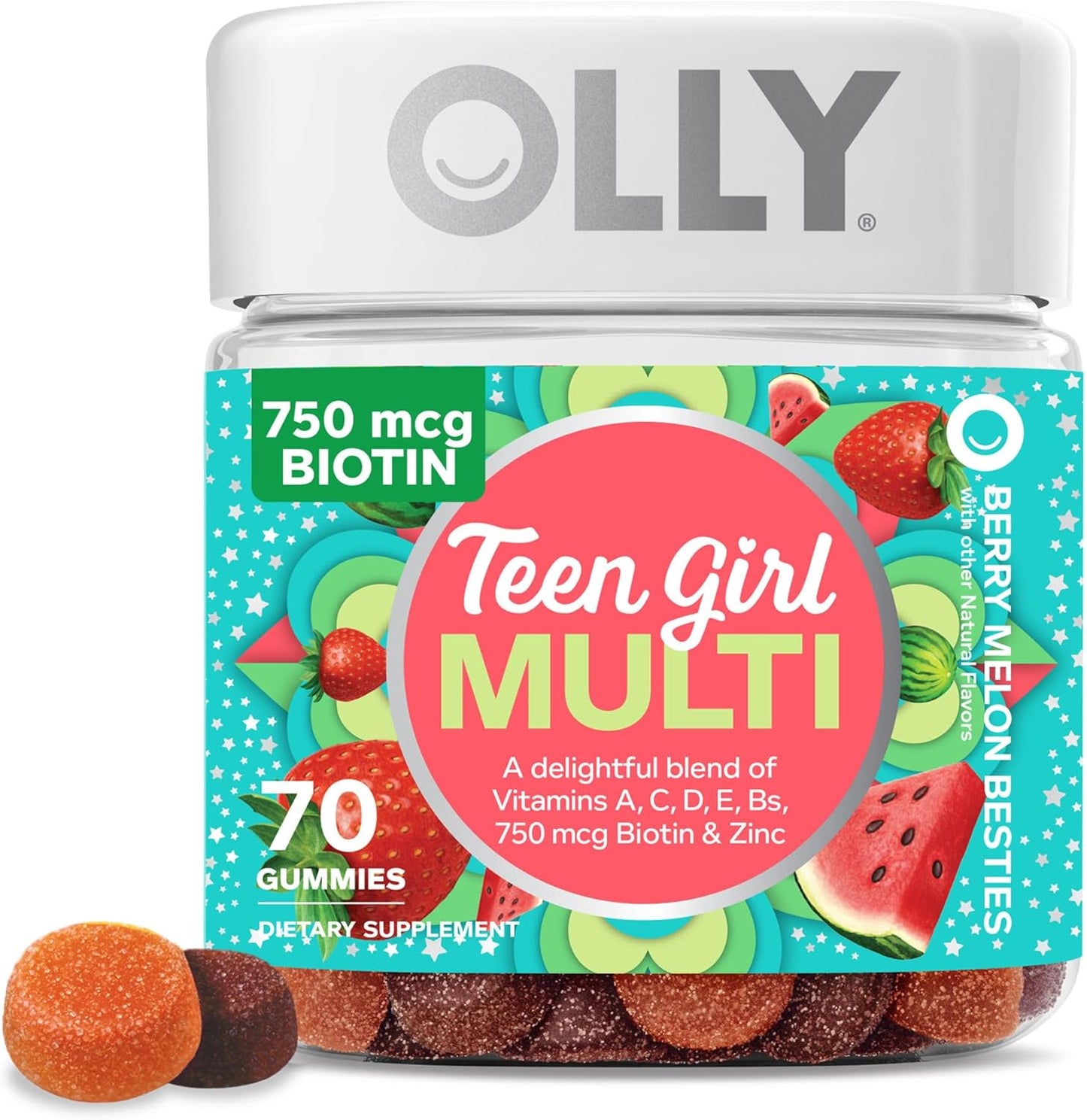 Teen Girl Multi Gummy with 15 Essential Vitamins for Healthy Skin and Immune Support - 115 Gummies in Berry Flavor