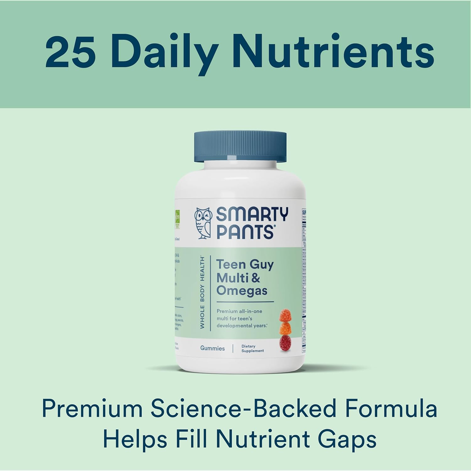 Teen Guy Multivitamin Gummies with Omega 3 Fish Oil, Vitamin D3, B12, B6, A, K, Zinc, Biotin - 120 Count