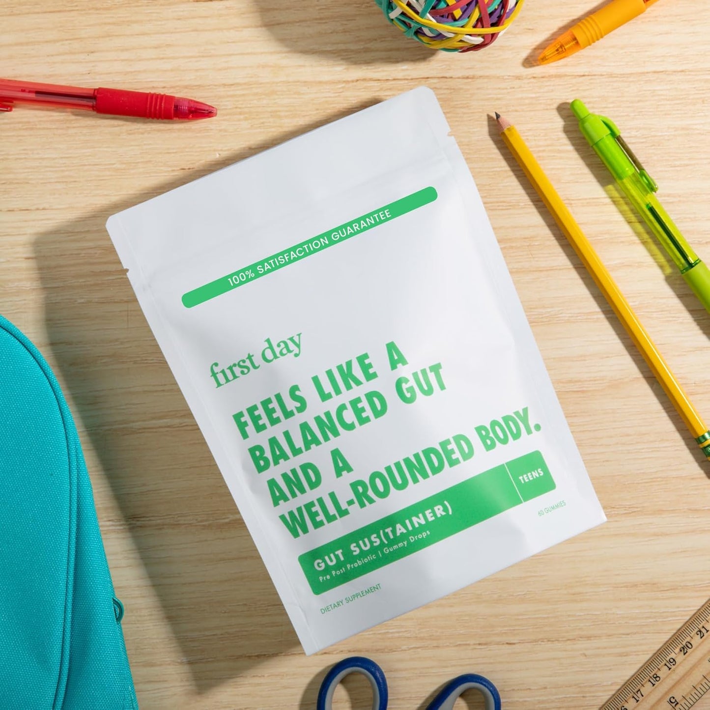 Teens' 3-in-1 Gut Support Gummies for Digestive, Skin, and Immune Health - 60-Day Supply