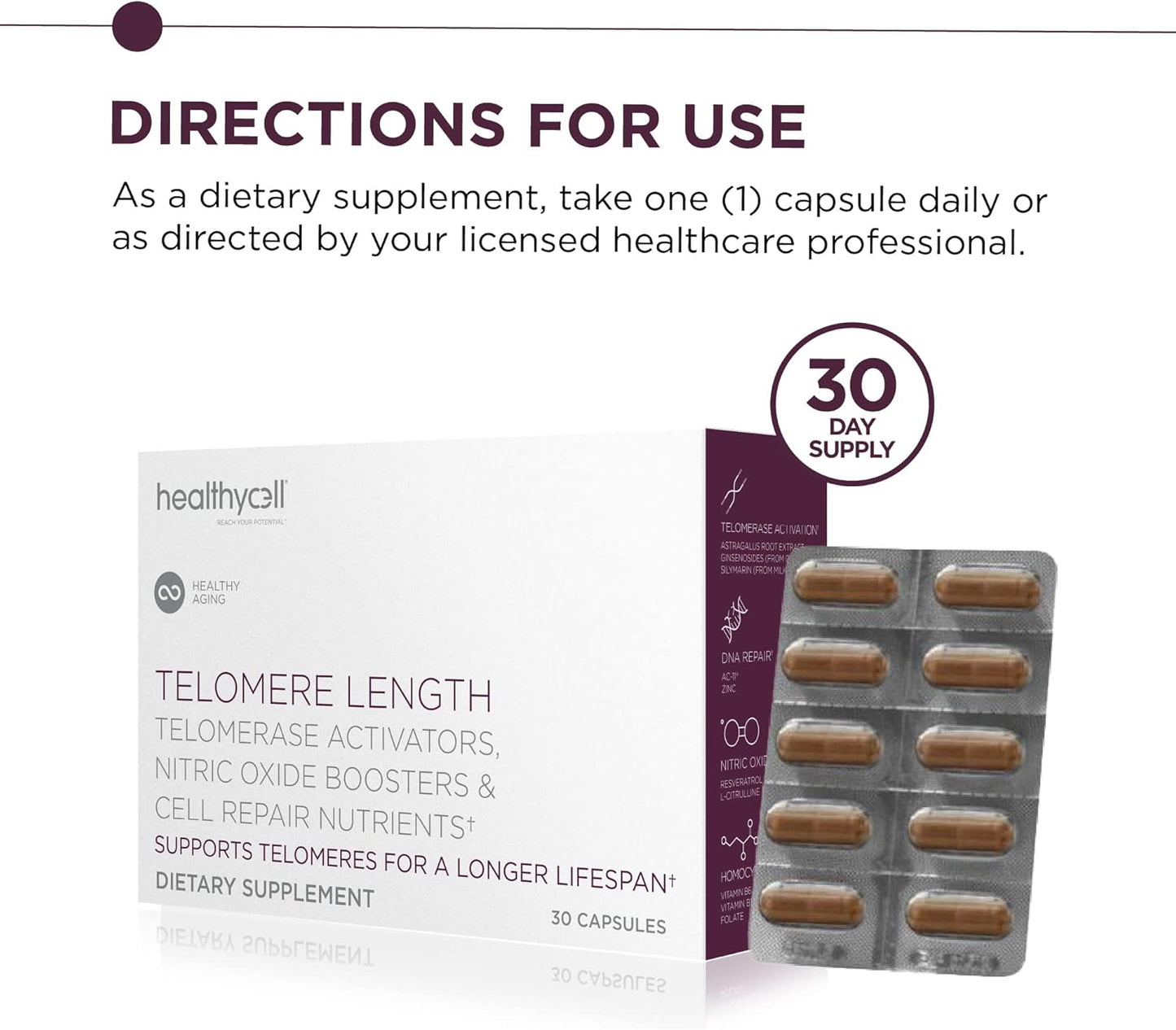 Telomere Lengthening Supplement with AC11® for Anti-Aging & Cell Health