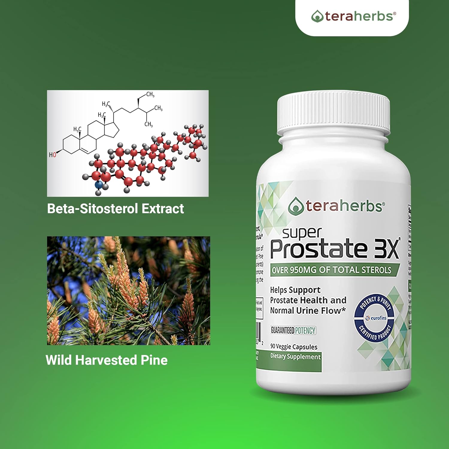 teraherbs Super Prostate 3X - Prostate Supplements for Men - Support for Enlarged Prostate, Bladder Control, and Frequent Urination - 90 Capsules