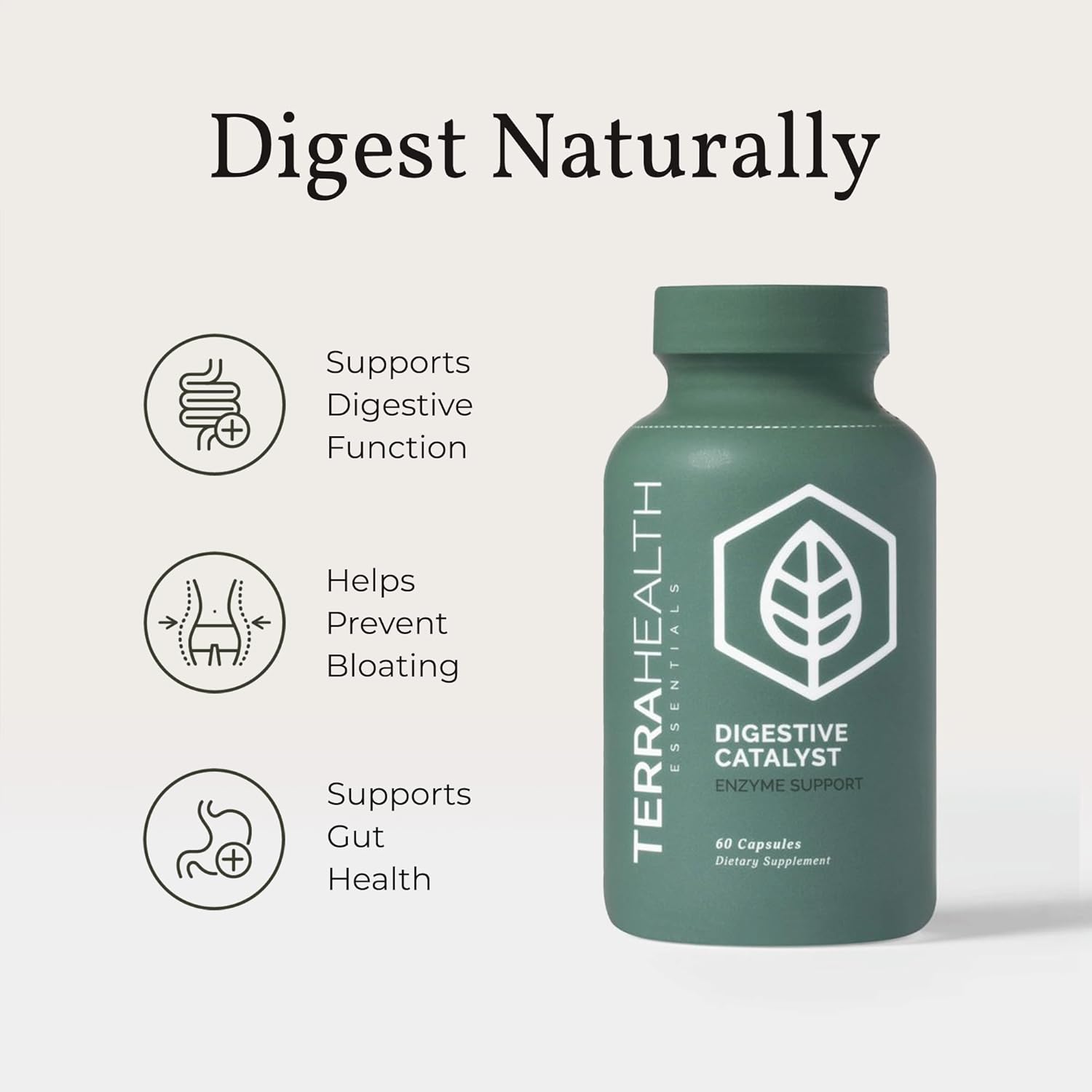 Terra Health Essentials Digestive Catalyst | Support for IBS Symptoms | Enzyme Blend (1 Bottle, 60 Capsules)