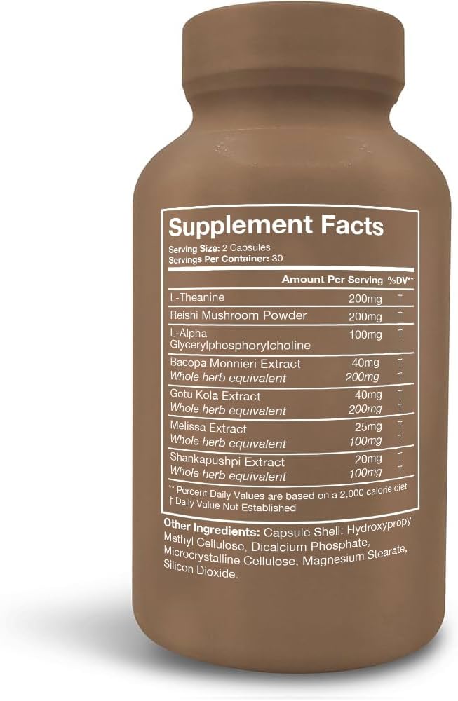 Terra Health NOOFOCUS Nootropic Brain Support Supplement with Adaptogenic Mushrooms, Alpha-GPC, Gotu Kola, L-Theanine - Natural Focus & Memory Boost, 30 Day Supply