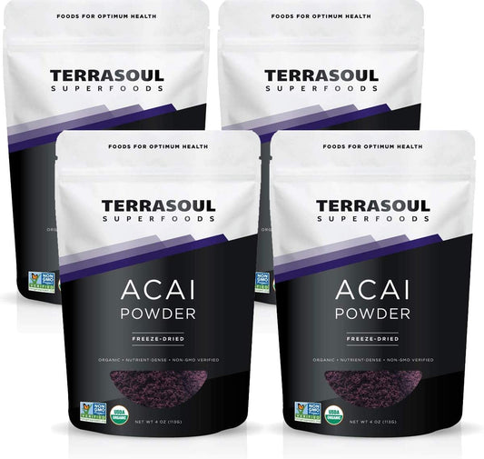 Terrasoul Superfoods Organic Acai Berry Powder, 64 Oz Total, Freeze-Dried Omega Fats Boost, Ideal for Smoothie Bowls and Superfood Recipes