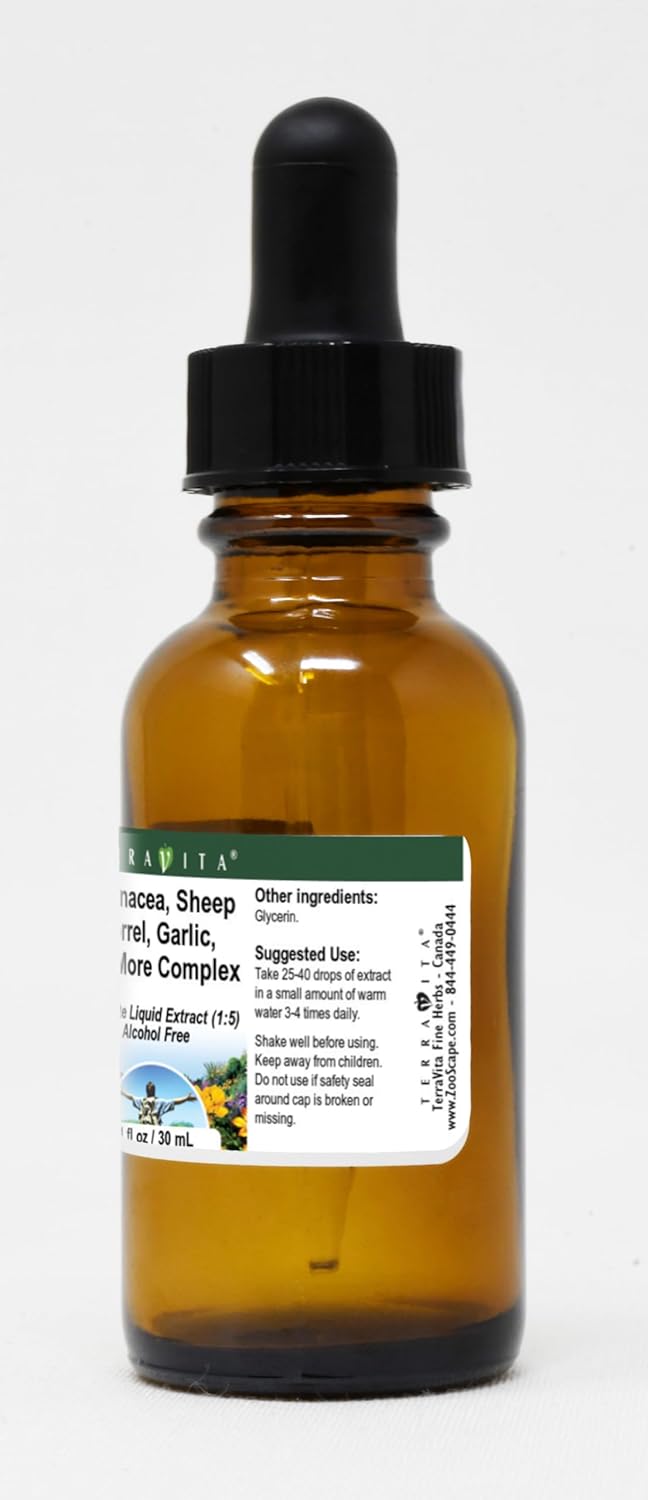 Terravita Complex Glycerite Liquid Extract - Echinacea, Sheep Sorrel, Garlic Blend (1 oz)
