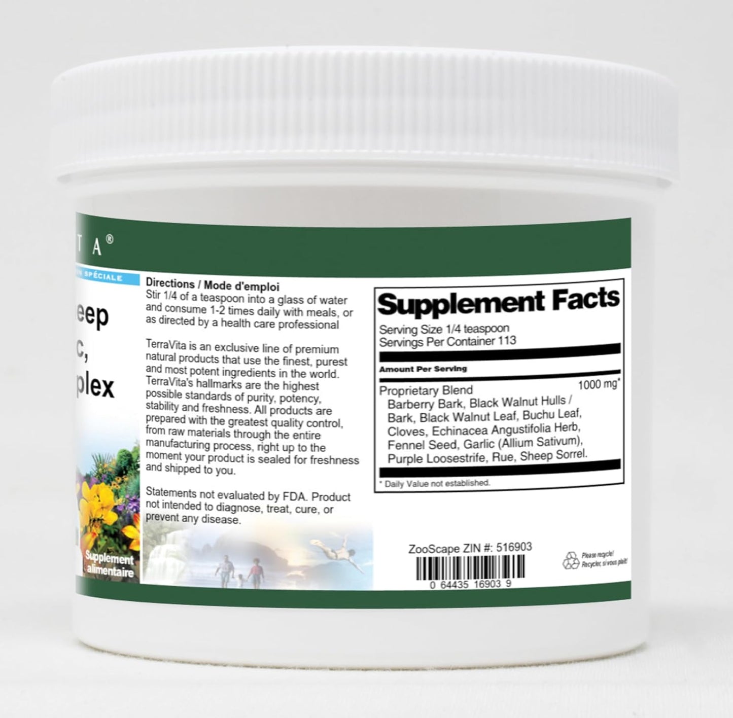 Terravita Complex Powder with Echinacea, Sheep Sorrel, and Garlic - 4 oz (Pack of 3)