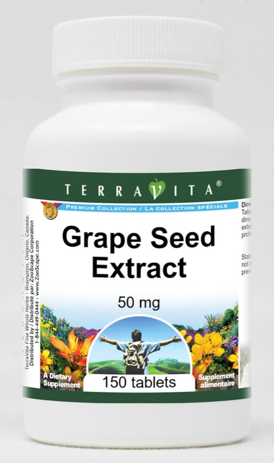 Terravita Grape Seed Extract 50mg Tablets - 300 Tablets Total