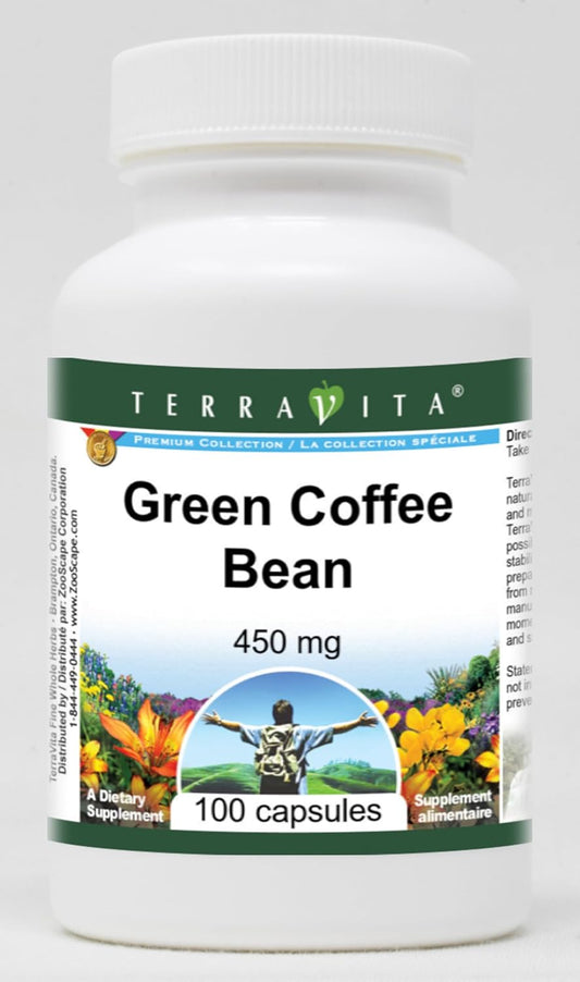 Terravita Green Coffee Bean Capsules, 450mg - 100 Count (Pack of 3)